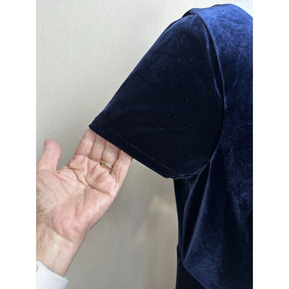 REVELRY Velvet Bridesmaid Dress in Deep Blue Women's Size 16 Faux Wrap. - Picture 12 of 16